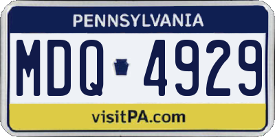 PA license plate MDQ4929