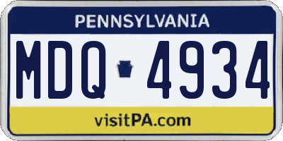 PA license plate MDQ4934