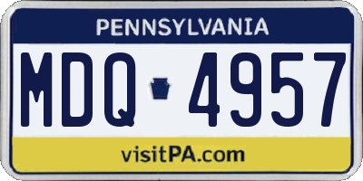 PA license plate MDQ4957