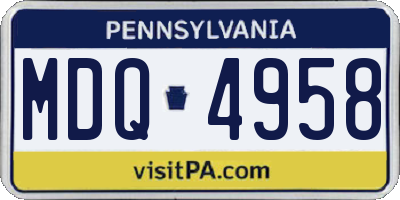 PA license plate MDQ4958