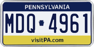 PA license plate MDQ4961