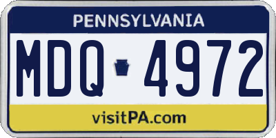 PA license plate MDQ4972