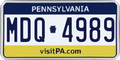 PA license plate MDQ4989
