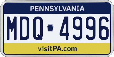PA license plate MDQ4996