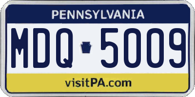 PA license plate MDQ5009