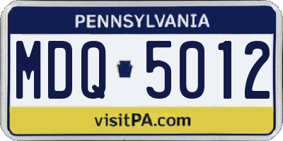 PA license plate MDQ5012