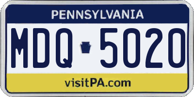 PA license plate MDQ5020