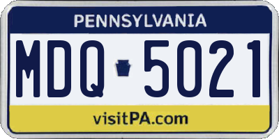 PA license plate MDQ5021