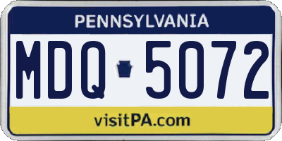 PA license plate MDQ5072