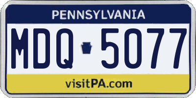 PA license plate MDQ5077