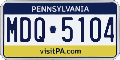 PA license plate MDQ5104
