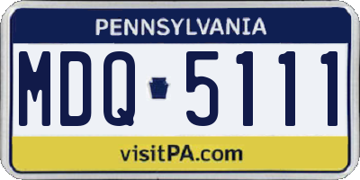 PA license plate MDQ5111