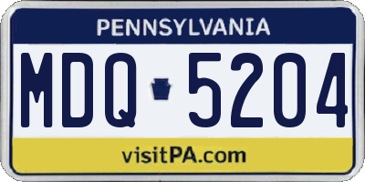 PA license plate MDQ5204