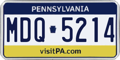 PA license plate MDQ5214