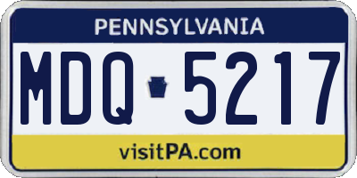 PA license plate MDQ5217