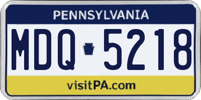 PA license plate MDQ5218