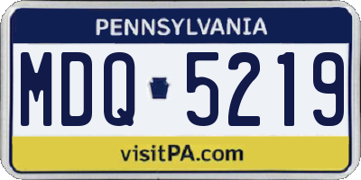 PA license plate MDQ5219