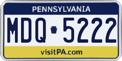 PA license plate MDQ5222