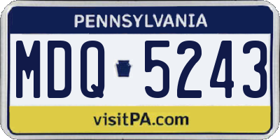 PA license plate MDQ5243