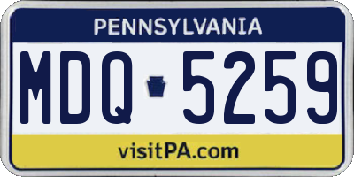 PA license plate MDQ5259