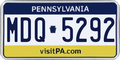 PA license plate MDQ5292
