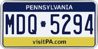 PA license plate MDQ5294