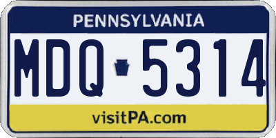 PA license plate MDQ5314