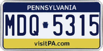 PA license plate MDQ5315