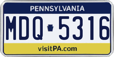 PA license plate MDQ5316