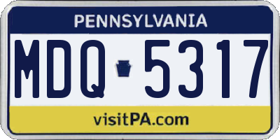 PA license plate MDQ5317