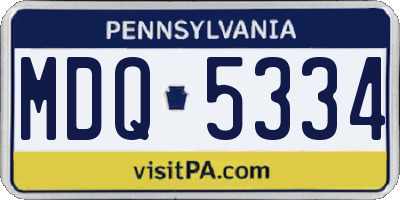 PA license plate MDQ5334