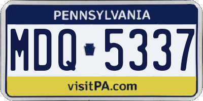 PA license plate MDQ5337