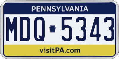 PA license plate MDQ5343