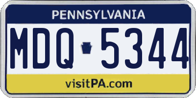 PA license plate MDQ5344