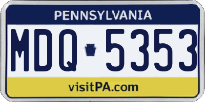 PA license plate MDQ5353