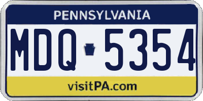 PA license plate MDQ5354