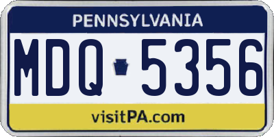 PA license plate MDQ5356