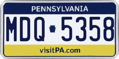 PA license plate MDQ5358