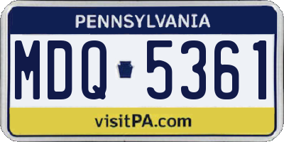PA license plate MDQ5361