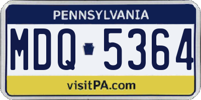 PA license plate MDQ5364