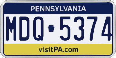 PA license plate MDQ5374