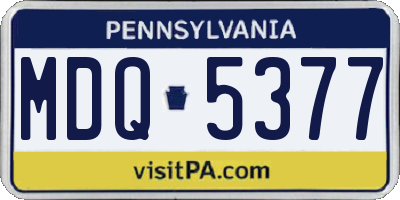 PA license plate MDQ5377