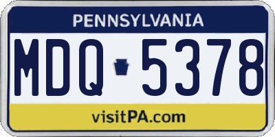 PA license plate MDQ5378