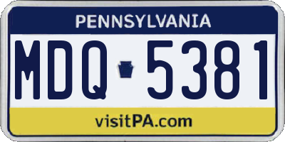 PA license plate MDQ5381