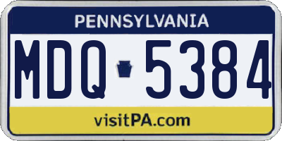 PA license plate MDQ5384