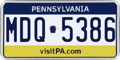 PA license plate MDQ5386