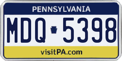 PA license plate MDQ5398