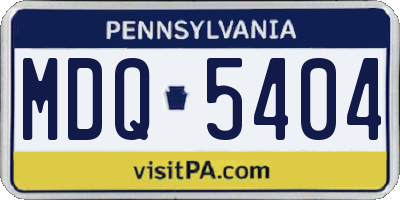 PA license plate MDQ5404