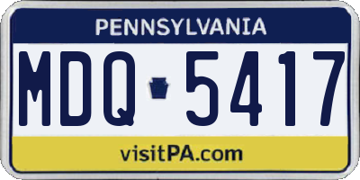 PA license plate MDQ5417