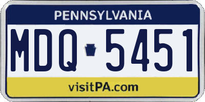 PA license plate MDQ5451